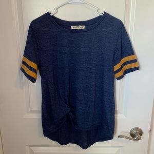 Navy Blue Twist Front Tee